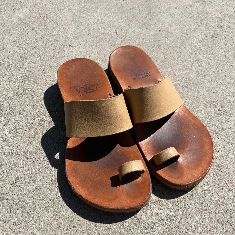 Custom Handmade Brown and Tan Leather Sandals